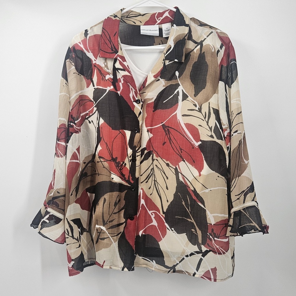 Alfred‎ Dunner Women's Womens Button Up Blouse Top With Inside Tank. Size 16P